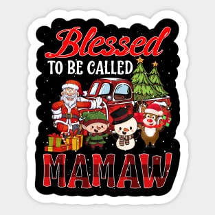 Blessed To Be Called Mamaw Christmas Buffalo Plaid Truck Sticker